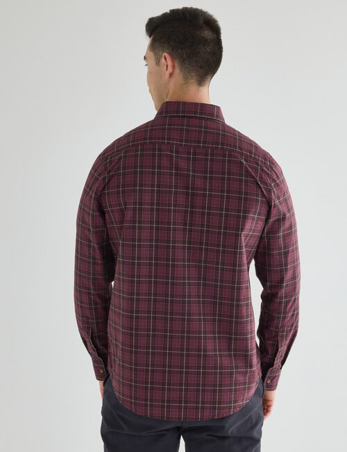 Gasoline Mini Check Long Sleeve Shirt, Burgundy product photo View 02 L