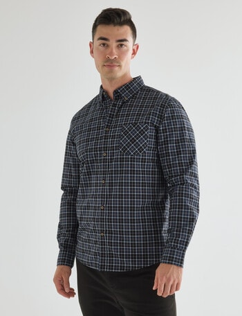 Gasoline Mini Check Long Sleeve Shirt, Dark Grey product photo