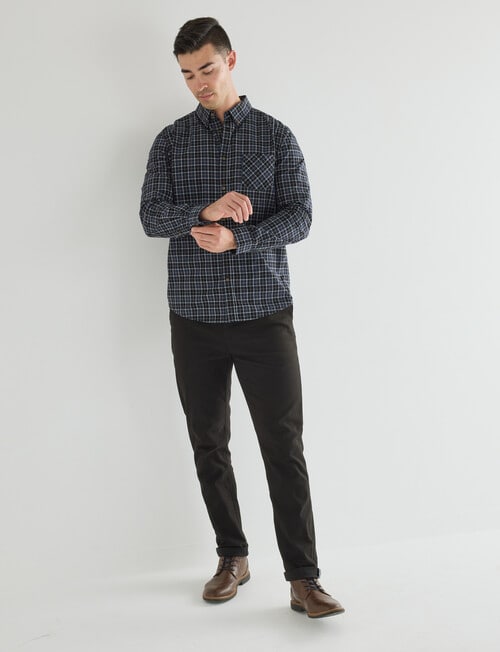 Gasoline Mini Check Long Sleeve Shirt, Dark Grey product photo View 03 L
