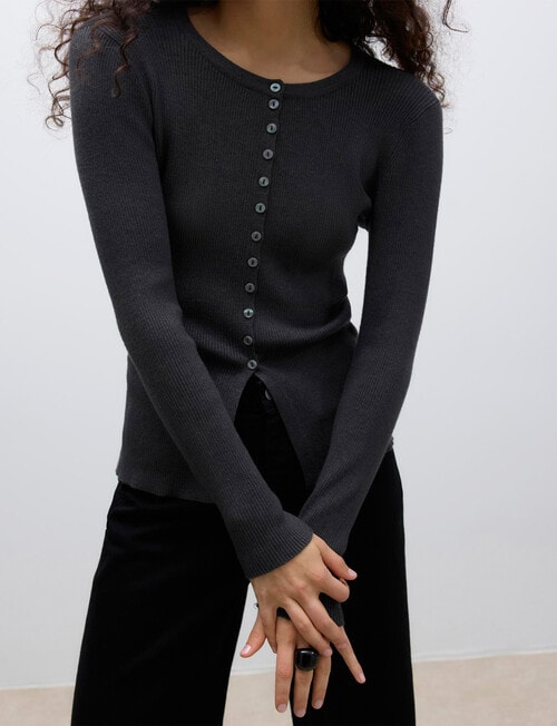 Vero Moda Ukino Knit Cardigan, Dark Grey Melange product photo View 03 L