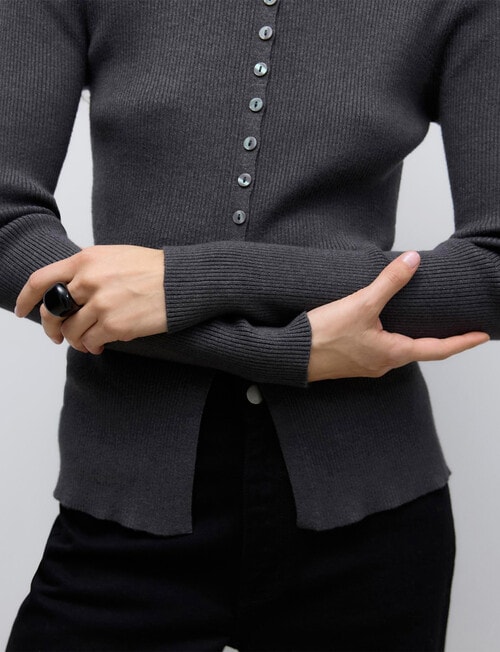 Vero Moda Ukino Knit Cardigan, Dark Grey Melange product photo View 04 L