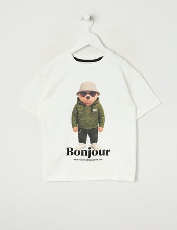 Mac & Ellie Bonjour Short Sleeve Tee, Ivory product photo
