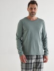 Chisel Knit Top With Brushed Pant PJ Set, Green product photo