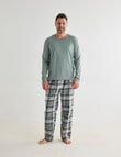 Chisel Knit Top With Brushed Pant PJ Set, Green product photo View 03 S