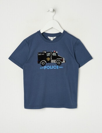 Mac & Ellie Flip Sequins Police Short Sleeve Tee, Ink product photo