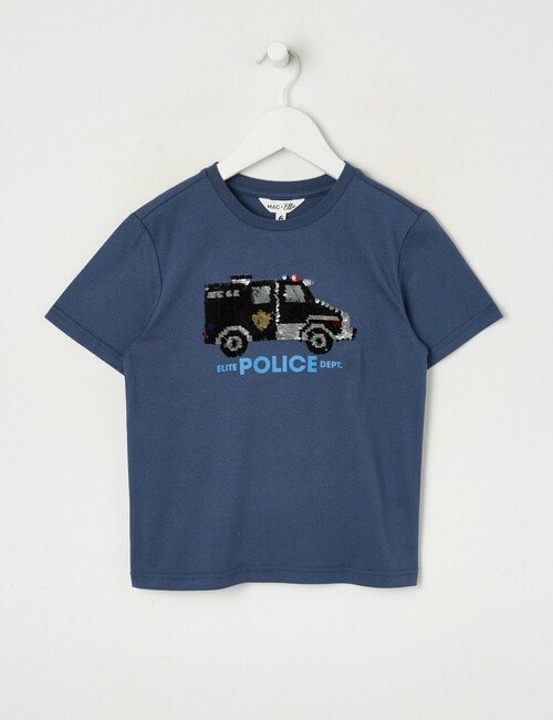 Mac & Ellie Flip Sequins Police Short Sleeve Tee, Ink product photo