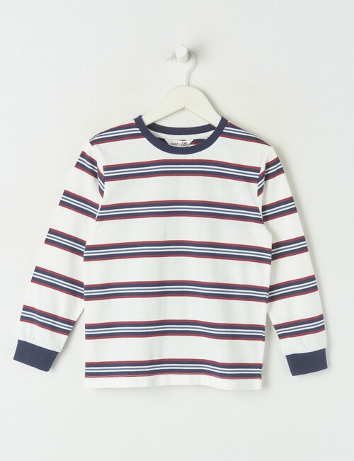 Mac & Ellie Stripe Long Sleeve Cuffed Tee, Ivory product photo