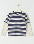 Mac & Ellie Double Sleeve Mock Long Sleeve Tee, Navy product photo