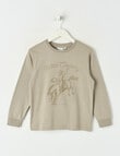 Mac & Ellie Cowboy Long Sleeve Cuffed Tee, Taupe product photo
