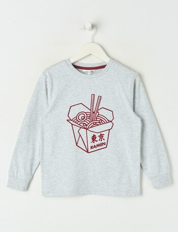 Mac & Ellie Ramen Long Sleeve Cuffed Tee, Grey Marle product photo