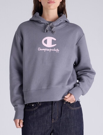 Champion Legacy Varsity Graphic Hoodie, Iron Ore Grey product photo