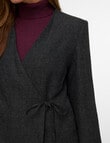 Vero Moda Thalia Long Sleeve Wrap Blazer, Dark Grey Melange product photo View 03 S