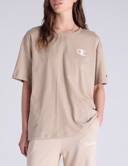 Champion Legacy Varsity Graphic Tee, Toasted Beige product photo