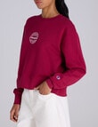 Champion Legacy Varsity Graphic Crew Pullover, Cranberry Tart product photo View 02 S