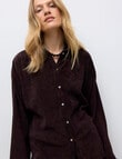 Vero Moda Long Sleeve Oversized Shirt, Chocolate Plum product photo