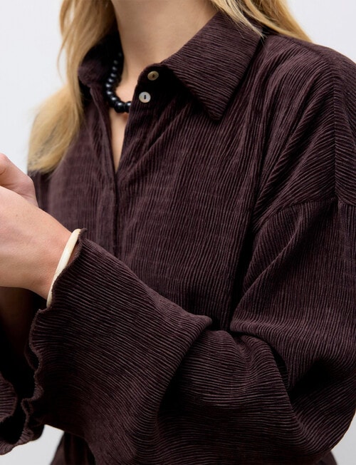 Vero Moda Long Sleeve Oversized Shirt, Chocolate Plum product photo View 03 L