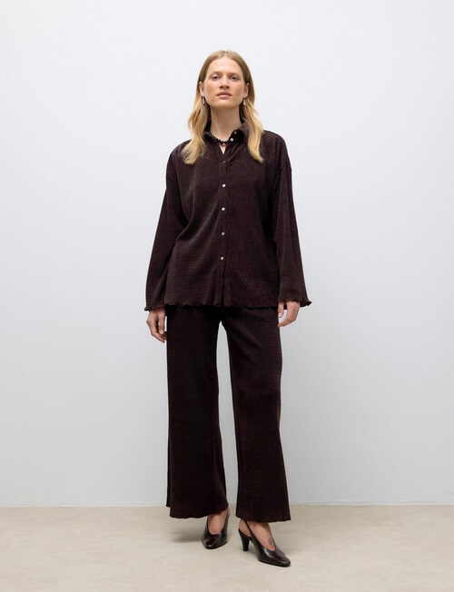 Vero Moda Long Sleeve Oversized Shirt, Chocolate Plum product photo View 04 L