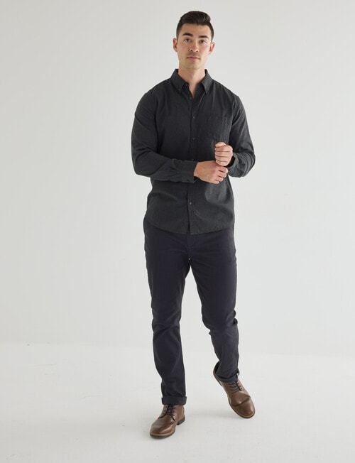 Gasoline Hatch Cotton Long Sleeve Shirt, Charcoal product photo View 03 L