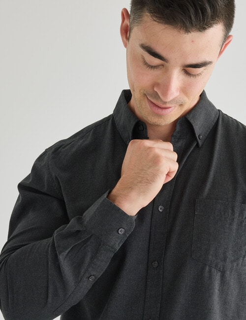 Gasoline Hatch Cotton Long Sleeve Shirt, Charcoal product photo View 04 L