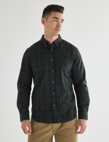 Gasoline Check Long Sleeve Shirt, Green product photo