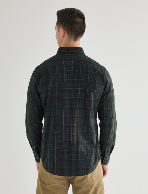 Gasoline Check Long Sleeve Shirt, Green product photo View 02 L