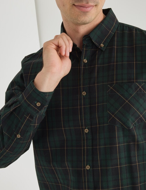 Gasoline Check Long Sleeve Shirt, Green product photo View 04 L