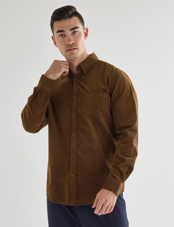 Gasoline Cord Long Sleeve Shirt, Coffee product photo