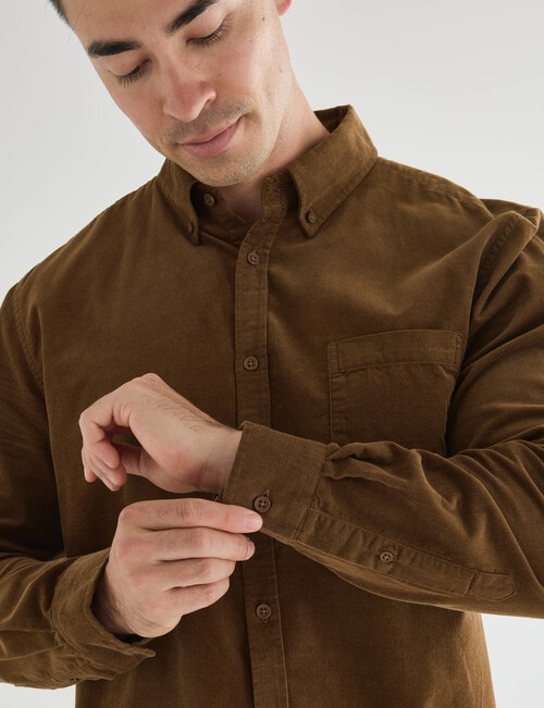 Gasoline Cord Long Sleeve Shirt, Coffee product photo View 04 L