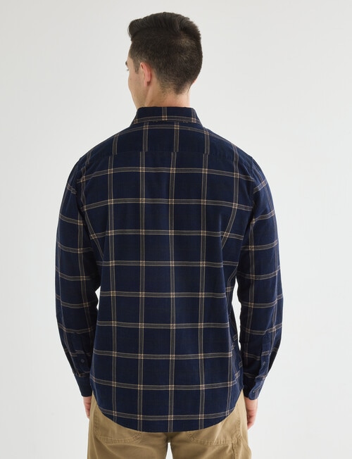Gasoline Cord Check Long Sleeve Shirt, Navy product photo View 02 L