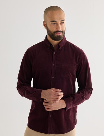 Gasoline Cord Long Sleeve Shirt, Wine product photo