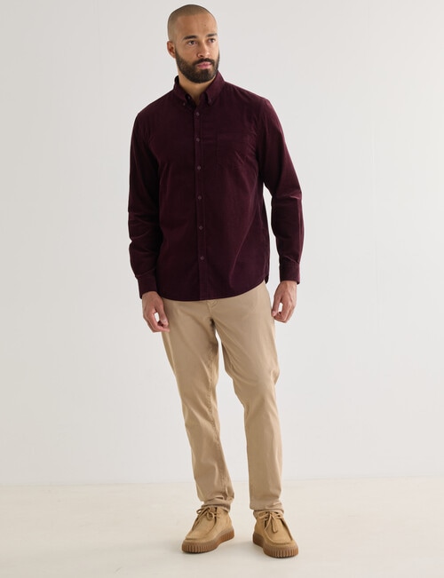 Gasoline Cord Long Sleeve Shirt, Wine product photo View 03 L