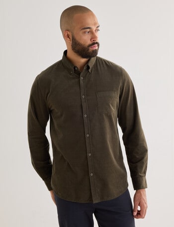 Gasoline Cord Long Sleeve Shirt, Green product photo