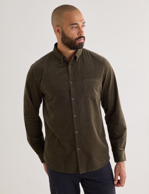 Gasoline Cord Long Sleeve Shirt, Green product photo