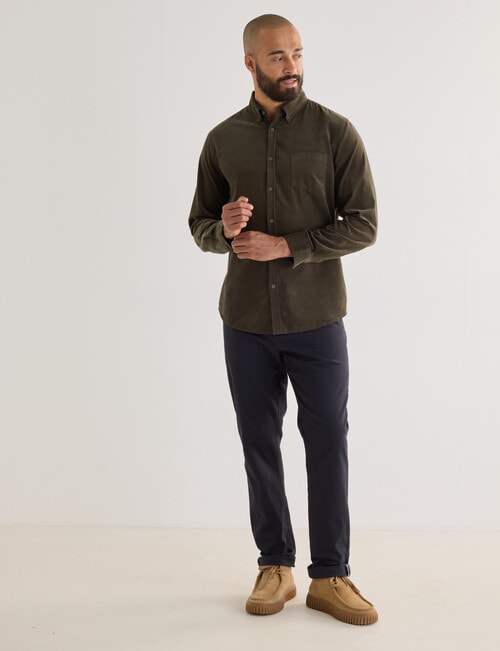 Gasoline Cord Long Sleeve Shirt, Green product photo View 03 L