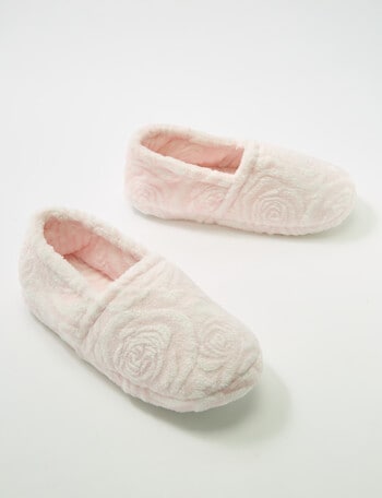 Ruby & Bloom Rose Burn-Out Fluffy Slipper, Pale Pink product photo