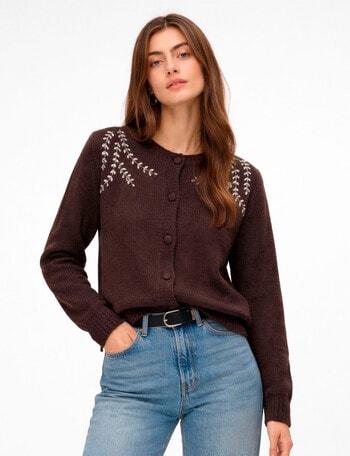 Vero Moda Tamra Long Sleeve Cardigan, Chocolate Torte product photo