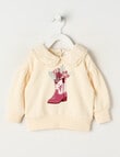 Teeny Weeny Boot Scooting Play Fleece Frill Collar Sweatshirt, Beige product photo