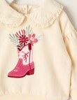 Teeny Weeny Boot Scooting Play Fleece Frill Collar Sweatshirt, Beige product photo View 02 S