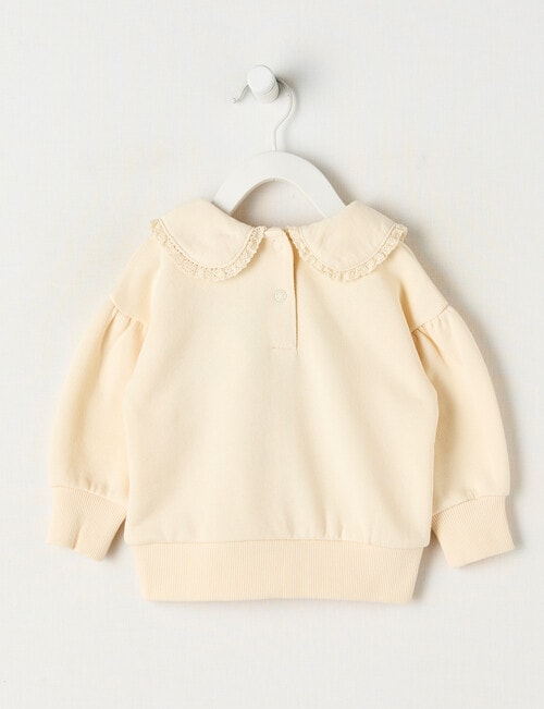 Teeny Weeny Boot Scooting Play Fleece Frill Collar Sweatshirt, Beige product photo View 03 L