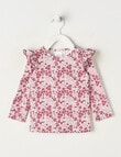 Teeny Weeny Boot Scooting Play Long Sleeve Floral Tee, Pink & Cherry product photo