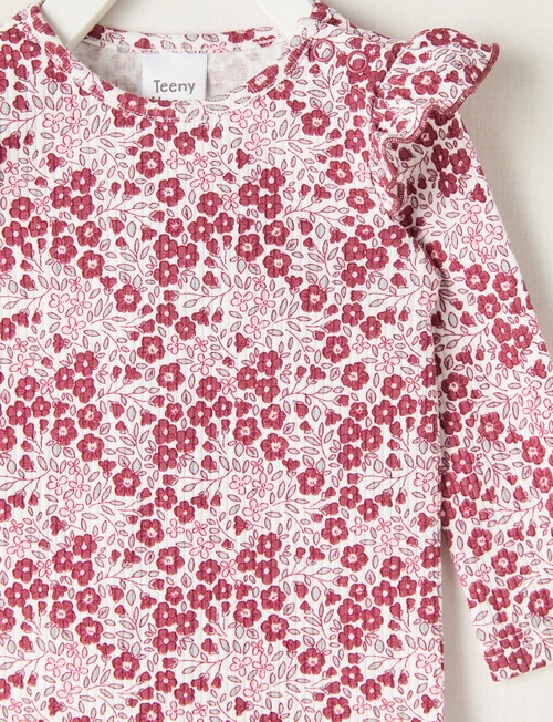 Teeny Weeny Boot Scooting Play Long Sleeve Floral Tee, Pink & Cherry product photo View 02 L