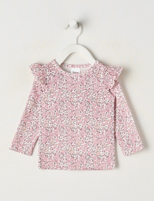 Teeny Weeny Boot Scooting Play Long Sleeve Floral Tee, Pink product photo