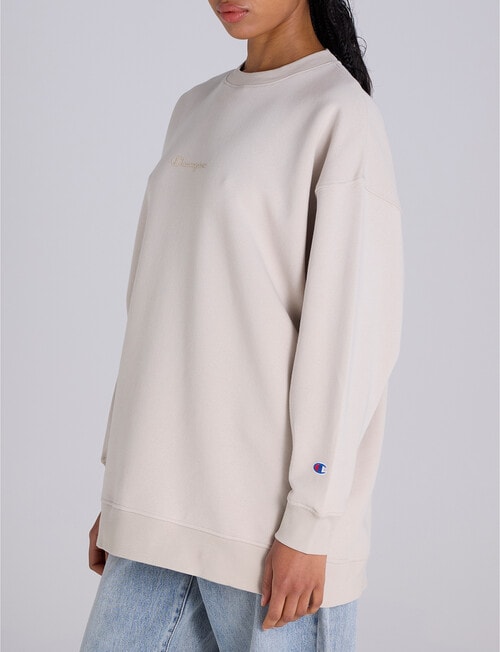 Champion Legacy Tonal Script Crew Pullover, Puddy Sand product photo View 02 L