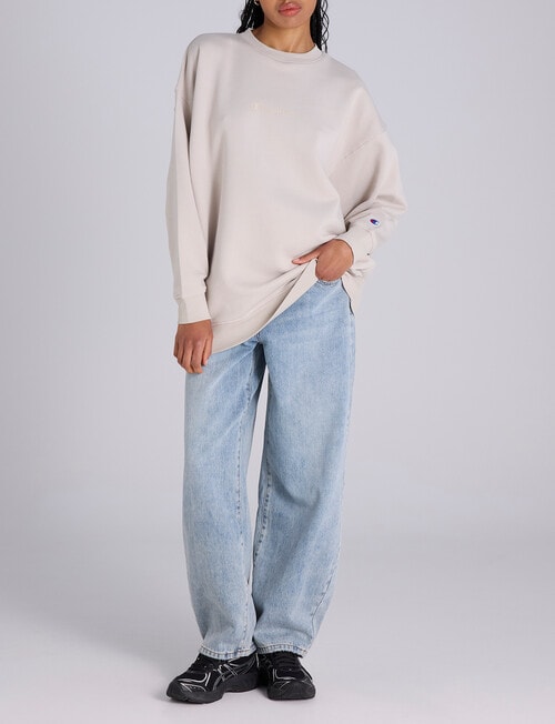 Champion Legacy Tonal Script Crew Pullover, Puddy Sand product photo View 04 L