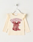 Teeny Weeny Boot Scooting Play Long Sleeve Howdy Boots Tee, Beige product photo