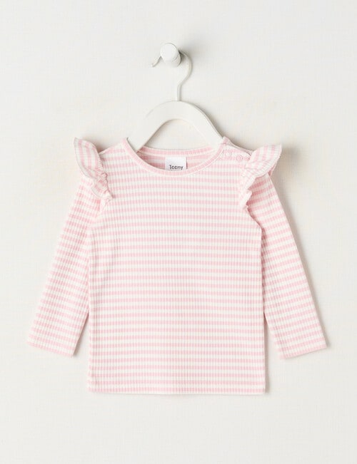 Teeny Weeny Boot Scooting Play Long Sleeve Yarn Dyed Tee, Pink product photo
