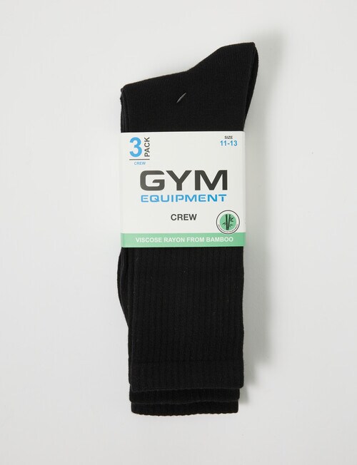 Gym Equipment Viscose Rayon from Bamboo Crew Sock, 3-Pack, Black product photo View 02 L