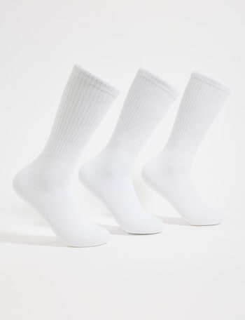 Gym Equipment Viscose Rayon from Bamboo Crew Sock, 3-Pack, White product photo