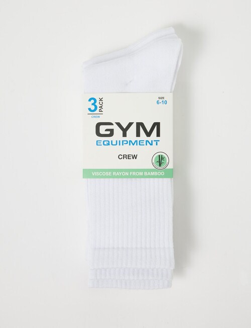 Gym Equipment Viscose Rayon from Bamboo Crew Sock, 3-Pack, White product photo View 02 L