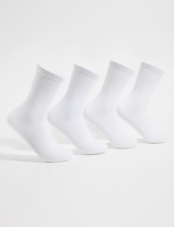 Gym Equipment Viscose Rayon from Bamboo Quarter Crew Sock, 4-Pack, White product photo